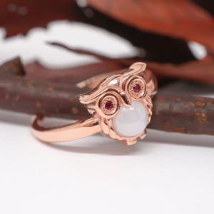 오팔하우스 14k 문스톤 부엉이 반지 OPDLR5251