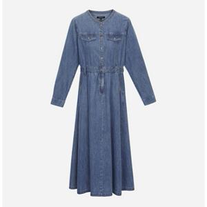 [써스데이아일랜드](T256MOP183W)변형 절개라인 데님 원피스