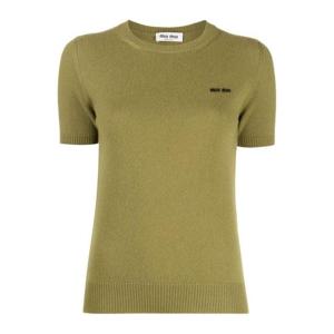 미우미우 로고 인타르시아 캐시미어 탑  MML842S23213S1