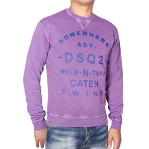 디스퀘어드 맨 썸웨어프린팅 빈티지워싱 맨투맨 바이올렛 74GU0026