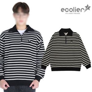 [에꼴리에]유니 스트라이프 반집업 카라티 23D5402_CC