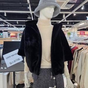 밀스튜디오 DP02 5부소매후드페이크퍼 밍크 LRBMUR105