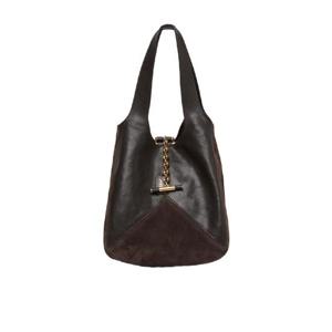 25FW chloe 다크 브라운 suede 앤 레더 ChloA Balloon 버켓 백 CH25WS644Q5124X