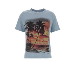 25SS chloe Light 블루 코튼 t 셔츠 CH25AJH08188470