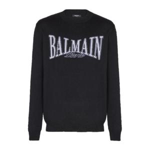 25FW Balmain 울 스웨터 with a crew 넥라인 FH0KD000KJ26EAB