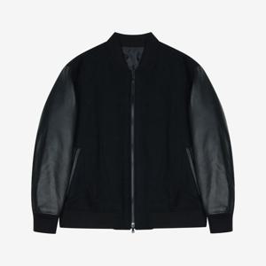 [지이크]울 배색 바시티 자켓 블랙 PJGDH9005 H