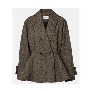 끌로에 헤링본 페플럼 울 블렌드 코트 P01130669