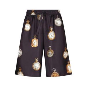 25 FW 돌체앤가바나 클락 프린트 실크 쇼츠 GV37ATIS1VF TP432651367