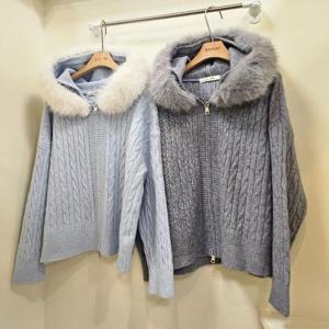 스테파니 HC07 꽈베기 퍼 후드 투웨이 집업 가디건 A25JK5445