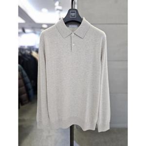 바쏘옴므 세이브존03 바쏘옴므 남자 울  혼방 크림 니트 카라티 WSATZ4WT72A