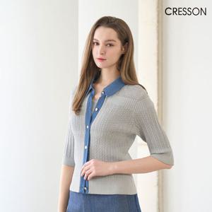 크레송 데님 믹스 크로쉐 니트가디건 C251B901A_13 (그레이)