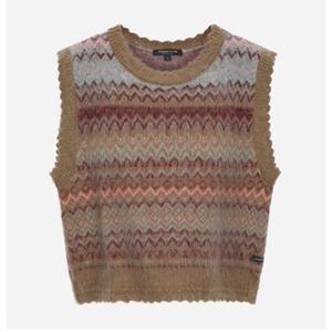 [써스데이아일랜드](T258MVT252W)자카드 라운드넥 니트 베스트