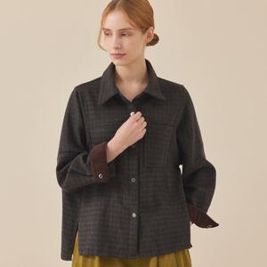 [매긴]단 배색 깅엄 체크 울 블라우스_PBMF5W1BL5030