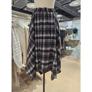 [써스데이아일랜드](T258MSK234W)깅엄 체크 밴딩 레이어드 스커트