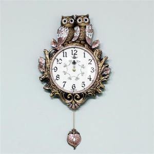 쌍부엉이2-추 골드 무소음 벽걸이 벽시계 부엉이시계 부엉이벽시계 추시계 인테리어벽시계 벽걸이시계