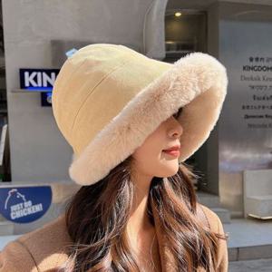 2컬러 방한모자 여성버킷 기모 벙거지털모자 SLT-DS41