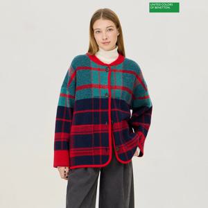 베네통 체크 자카드 니트 가디건 BAKCA8561