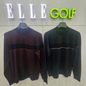 [엘르골프]남성 가슴 로고 보더 목크넥 스웨터6K53402_DJ