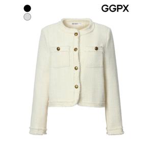 [GGPX]하객룩 모직 트위드 덕다운 경량 패딩 자켓 (GPBJK001B)