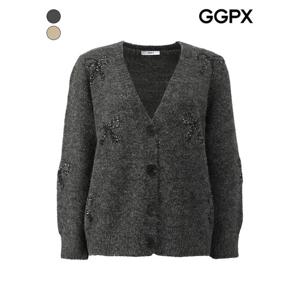 [GGPX]글리터 리본 빅 버튼 니트 가디건 (GPBKG014F)