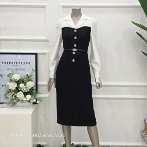 [미니멈]MD 블라우스 레이어드 H 라인 원피스  MD MMYDAWO1210BK