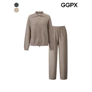 [GGPX]심플 카라 집업 가디건 앤 니트 팬츠 투피스 (GPBST014F)