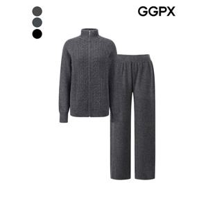 [GGPX]래글런 꽈배기 집업 가디건 셋업 (GPBST012F)
