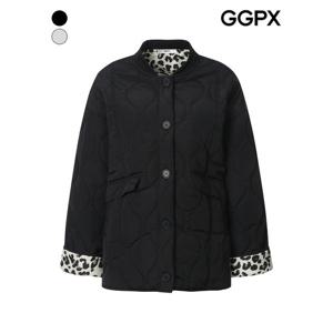 [GGPX]배색 레오파드 포인트 패딩 점퍼 (GPBJP007B)