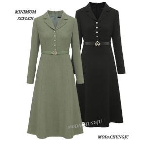 [미니멈]MD 카라 플레어 원피스  MD MYDAWO0620GN