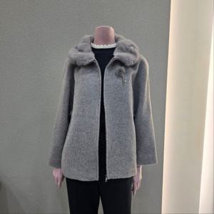 [꼼빠니아]밍크카라 숏기장 세미루즈핏 코트 CAFW1-WCH510_IC