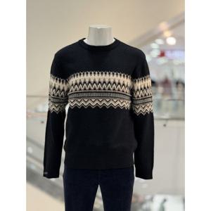 [바쏘옴므]WSZ4-WR27 블랙 울 혼방 자수 라운드 니트