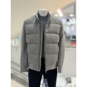 [바쏘옴므]WSZ4-UA12 그레이 니트배색 구스다운 스웨이드 점퍼