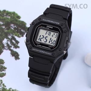 카시오 W-218H-1A 스퀘어 디지털 블랙 군인 군용 남자 우레탄 시계 d