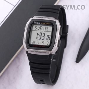카시오 W-96H-1A 군인 군용 스퀘어 듀얼타임 스포츠 남자 우레탄 시계 d