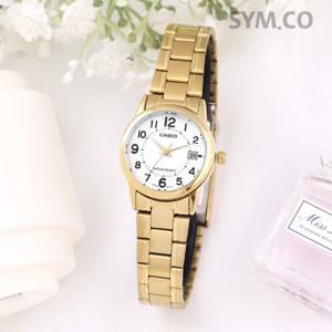 카시오 LTP-V002G-7B 데일리 심플 금장 정장 여자 메탈 시계 d