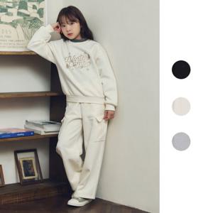 탑텐키즈 MKE4PT2001 여아 테마 윈터캠프라이트플리스 카고 포켓 와이드 스웨트팬츠