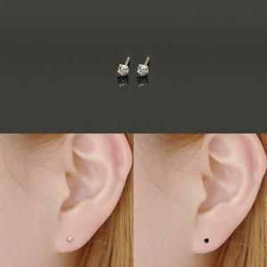 [미니아트] 14K 골드 2mm 라운드 큐빅 금 귀걸이