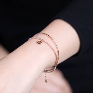 [아이비골드] 18K 로즈 두줄 뱅글 팔찌 B6600