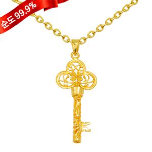 여자 순금 목걸이 11.25g 24k [행운 열쇠 3.75g 모줄7.5g]