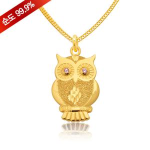 여자 순금 목걸이 18.75g 24K [부엉이 핑크큐]