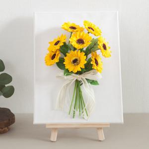 해바라기 조화 액자 비누번들 set 47cm (펜 이젤 포함) 인테리어 꽃 테이블 장식 소품