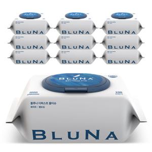 [프랑스시어버터] 블루나 더퍼스트 물티슈 화이트 엠보싱 (55gsm) 100매 10팩