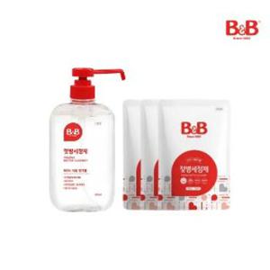 비앤비 젖병세정제 액상 용기형 600ml 1개 +리필형 500ml 3개