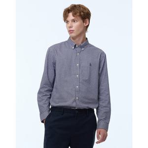 헤지스 남성 24FW 스테디셀러 네이비 체크 면 긴팔캐주얼셔츠 WHSH4C403N2