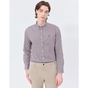 헤지스 남성 24FW 스테디셀러 버건디 체크 면 긴팔캐주얼셔츠 WHSH4C403D2