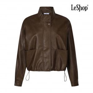 [르샵] 심플 하이넥 스냅버튼 페이크 레더 점퍼 (BP9JP005A)