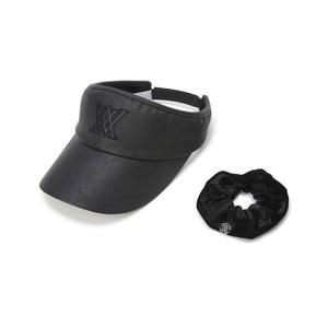 [어뉴골프] 여성 WOMEN LEATHERLIKE VISOR_BK