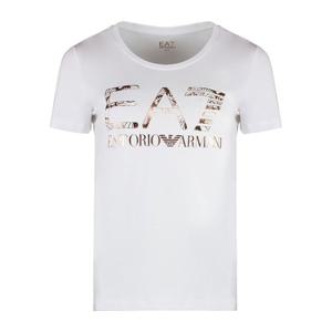 아르마니 EA7 화이트 컨트라스팅 컬러 프린트 티셔츠 3RTT17TJD