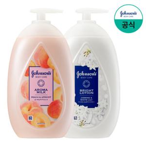 [존슨즈/성인용] NEW아로마 밀크 피치&애프리콧 500ml+브라이트로션 자스민&화이트 릴리 500ml
