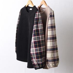 빅사이즈사랑해요 F824L112 클러치체크배색티셔츠 RI